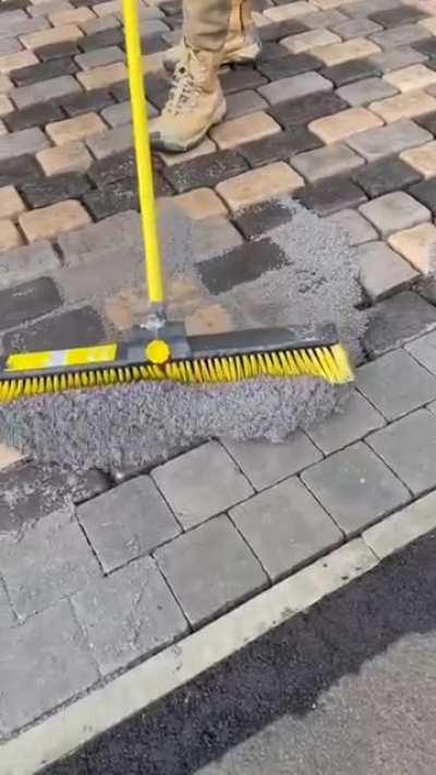 Constructing a stone walkway.