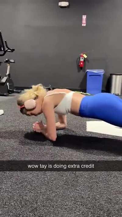 Taylor planking at the gym