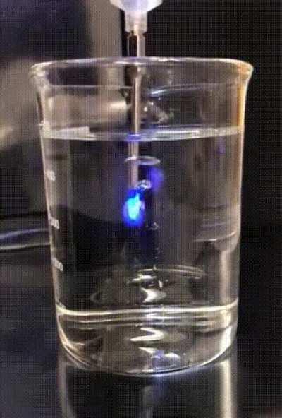 Injecting Luminol into a solution containing 10% Bleach!