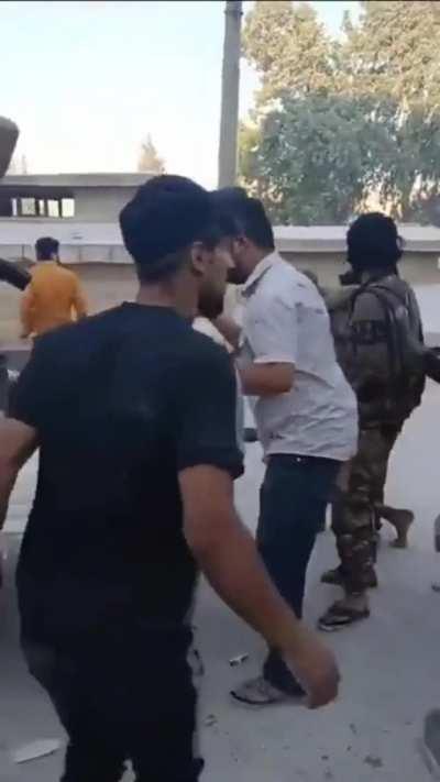 Syrian National Army (FSA/TFSA) members clashing with Turkish Forces evacuate their wounded using civilian vehicles. June 1.