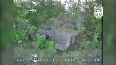 FPV drone of the Adam Unit hits a russian BMP hidden in the forest strip