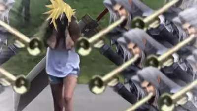 Cloud getting traumatized by Sephiroth twice in the same year.