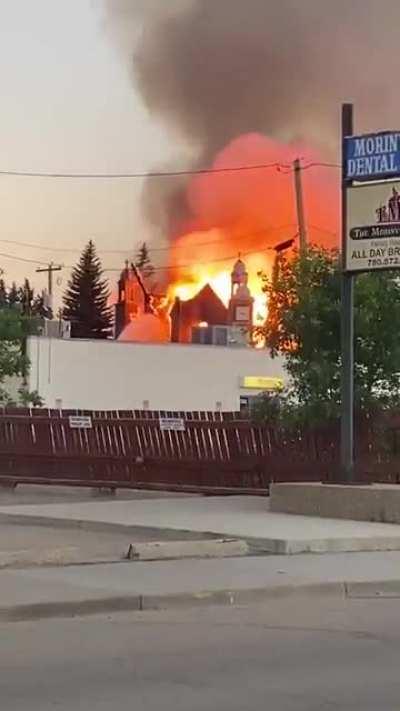 Another Catholic Church has burst into flames and was burned to the ground in Morinville Canada, June 30 2021