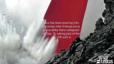 Amazing footage of lava flowing into the ocean. Filmed by the U.S. Geological Survey video edited by the WSJ