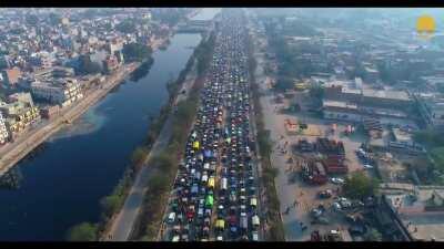 Aerial view of Farmer protests, VIDEO link in comments