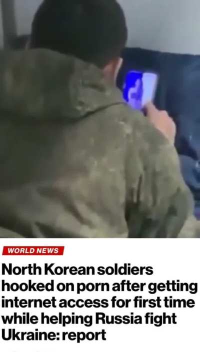 A North Korean trooper was caught watching Pornhub shorts by a Russian soldier 