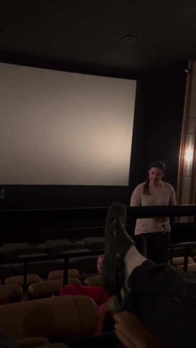 Guy refuses to leave seat someone paid for in theater