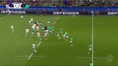 Garry Ringrose makes a filthy pass after dummying the South African defense.