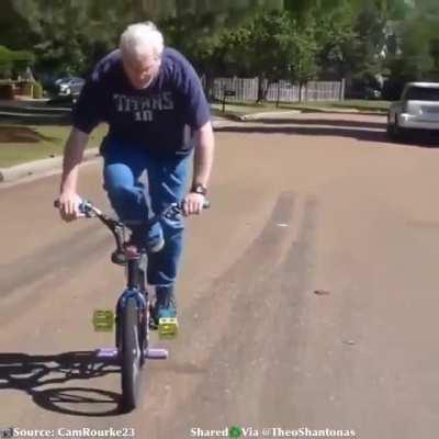 This grandpa on a bike