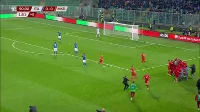 With this goal, North Macedonia have beaten the current european champions, Italy and knocked Italy out of world cup qualification