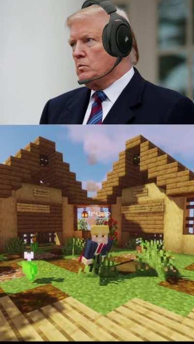 Trump and Biden playing Minecraft