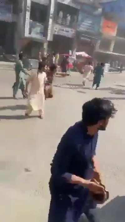 Locals pelting stones at the retreating Afghan Army in Kunar, Afghanistan as the province falls to the Taliban.