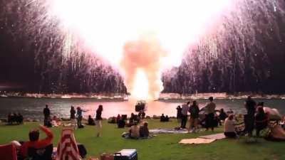 This fireworks malfunction in San Diego. All the crackers burst together in 25 seconds, it was supposed to be an 18 minute show.