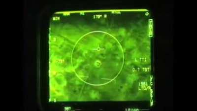 F/A-18s firing rockets and guns and dropping bombs. View from HUD and scope.