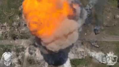 Epic detonation of a russian MT-LB filled with ammunition.