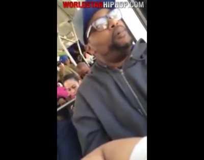 This guy calmly arguing with a lady on the bus