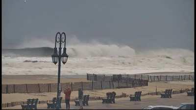 Huge Surf hitting the beaches of New Jersey today! Captured by Webcam