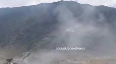 2012 TF Mountain warrior 4th-ID (Afghanistan) taking IDF from the mountain side and returning with direct fire.