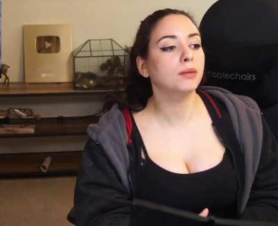 Looking at her big tits causes her to tic