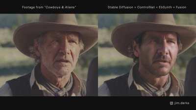 Stable Diffusion Deepfake - De-Aged Harrison Ford | SD+ControlNet+EbSynth+Fusion