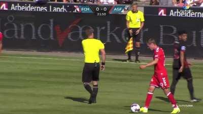 Danish footballer nearly has a heartattack as referee accidentally shows the wrong card