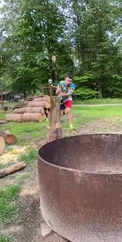 To axe wood