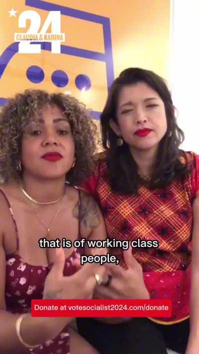 🗣An important message from your candidates, Claudia & Karina! As we continue to build an urgently-needed, independent, working class movement that extends far beyond the election in November, we continue to ask for your support to make it a reality!