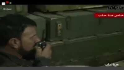 SAA shows rare display of coordination during ambush which destroyed ISIS convoy, Allepo Syria, probably 2014-2015.