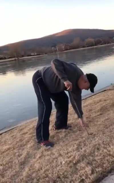 This golfball on a frozen lake