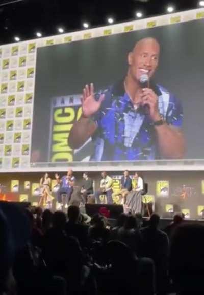 The Rock gets booed when he implies that Henry Cavill might not be playing Superman on the Black Adam panel