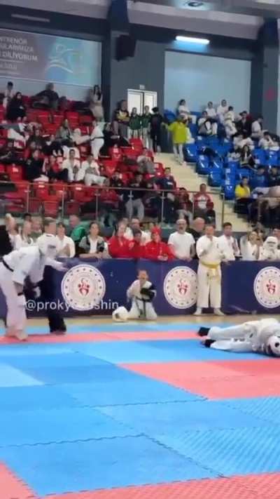 Insane blow during martial arts competition