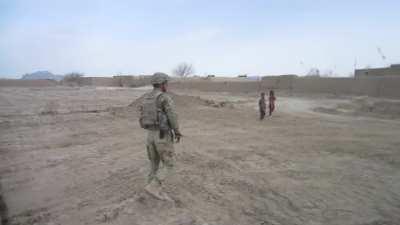 US soldiers scaring Afghan children