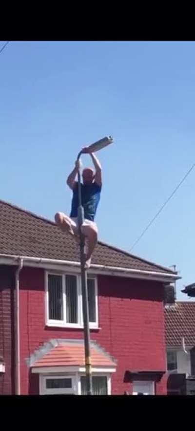 Don't climb light poles kids