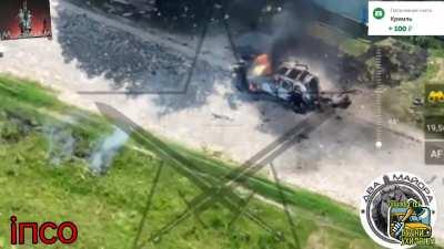 Ru pov: The Russian army destroys a Ukrainian national police vehicle during an act of mobilization