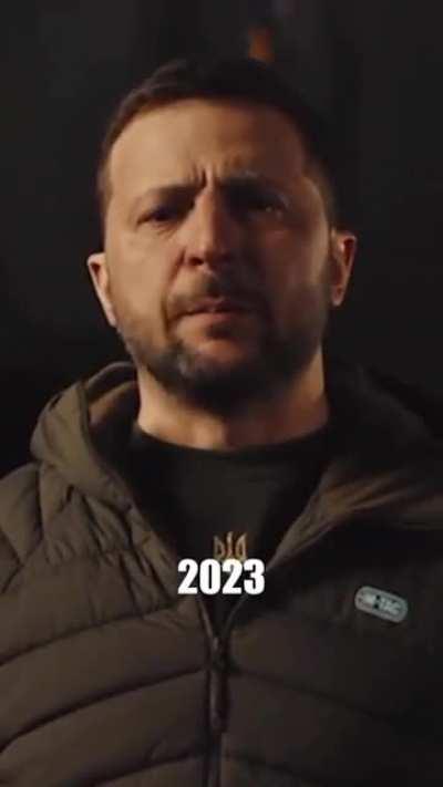 Zelenskyy in his New Year's speech 2022 vs 2023