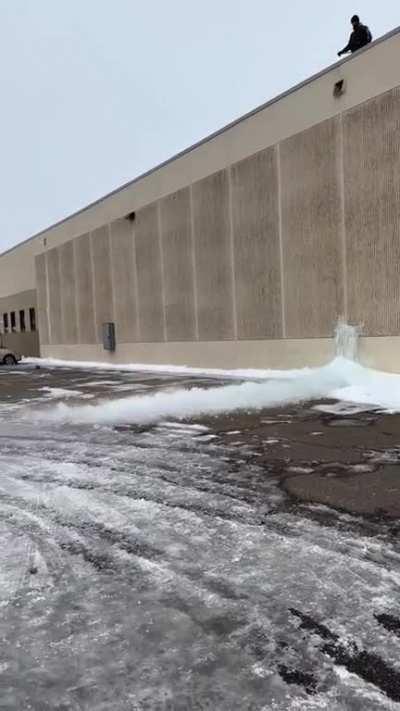 Cleaning ice trace from wall!