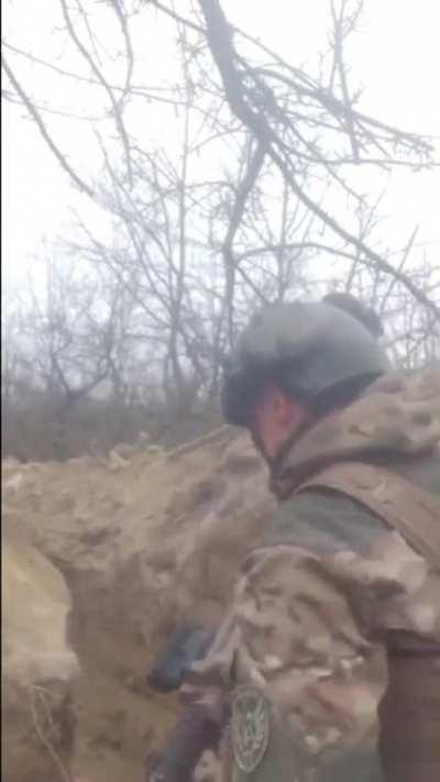 A Ukrainian soldier deep in the Donbass opens fire on Russian occupiers with a grenade launcher and then finishes them off with a rifle