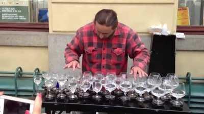 Glass harp artist transporting you to a different dimension