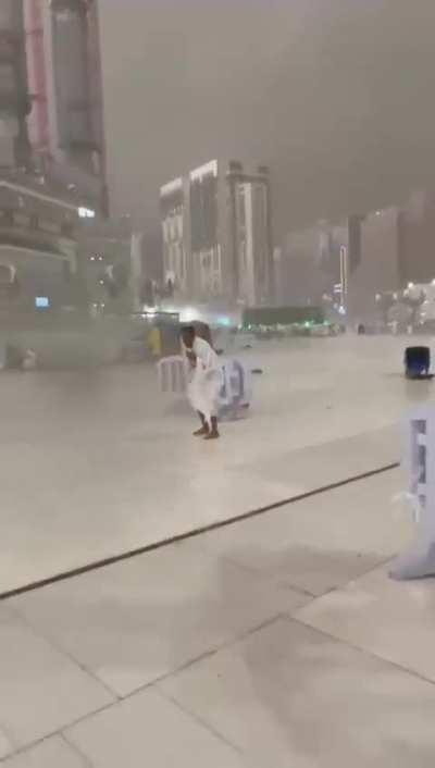 To stand around during a storm