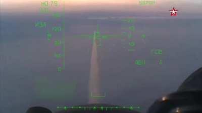 HUD footage showing the launch of an Kh-31 anti radiation missile from a Su-34