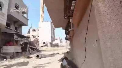 Footage of clashes in the area of At-Tawam and Beit Hanoun neighborhoods in northern Gaza, filmed from the perspective of fighters from the Izz al-Din al-Qassam brigades