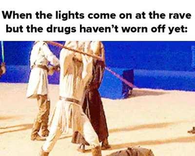 🔥 *Techno music and glow sticks intensify* : PrequelMemes