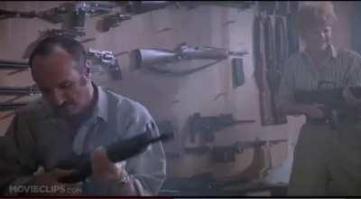 A murderous, underground monster picks the wrong “victims” in, Tremors (1990).