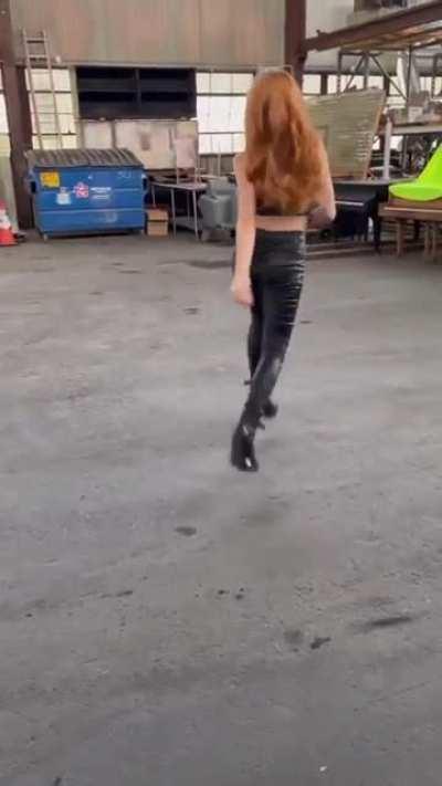 Marlhy dancing in full leather