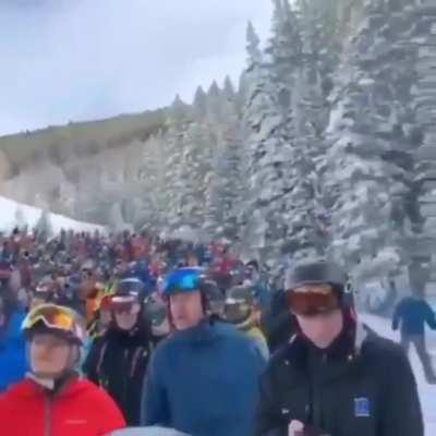 A slight wait at the the lift line during easter holiday