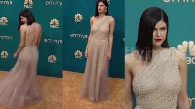 Alexandra Daddario wore a see thru dress to the Emmy's