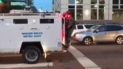 WCGW stoping a swat truck Tiananmen Square style