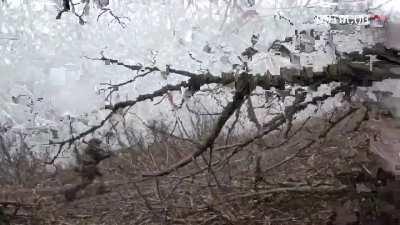 Soldiers of the 53rd Brigade clearing a forest belt near the infamous pipe, which the enemy used to sneak behind Ukrainian positions. Avdiivka, February, 2024.