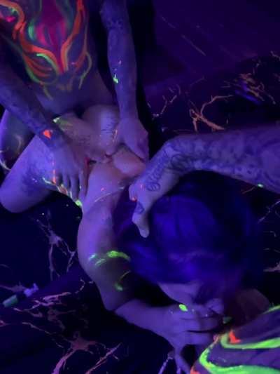 Rave girl at the blacklight party 