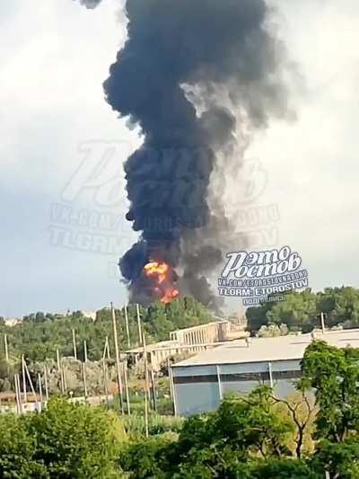 An oil depot in the city of Azov (Rostov region, Russia) is still on fire three days after the attack.